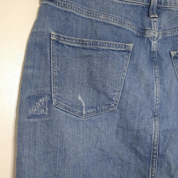MADEWELL Distressed Denim Pencil Skirt, Released Hem, Cotton Spandex,  29 - Picture 6 of 16